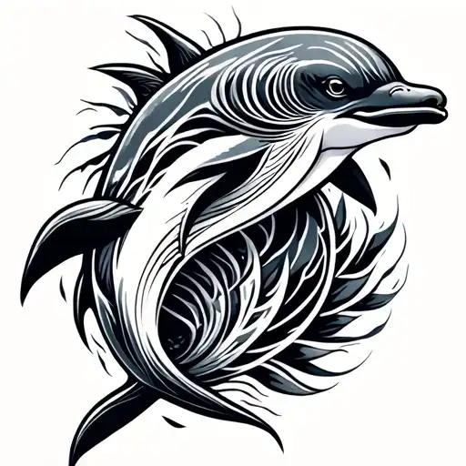 Tribal Dolphin Tattoo Design