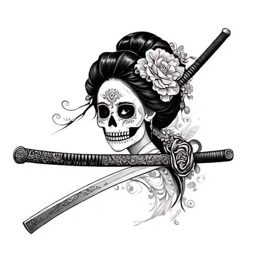 Sugar Skull Geisha Katana