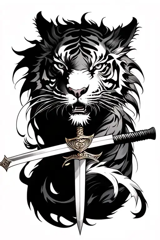 Dragon Tiger And Katana Sword Feminine
