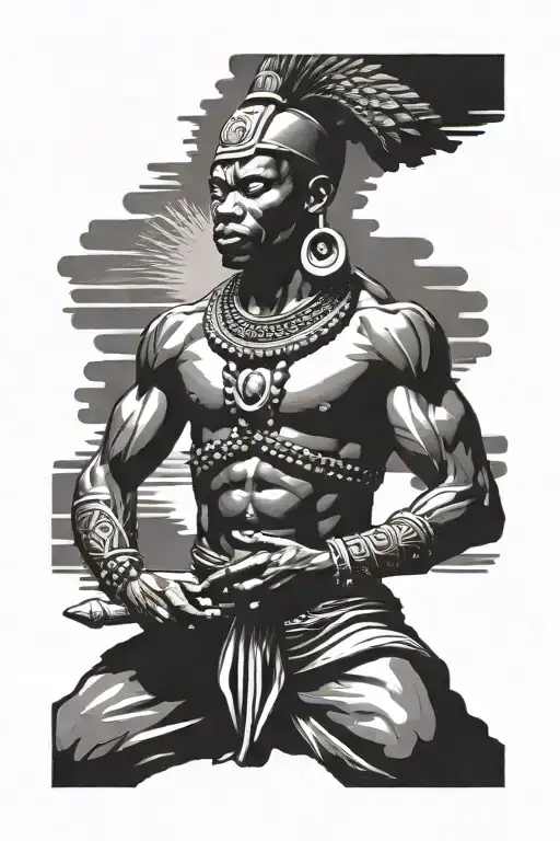 African Warrior Meditating