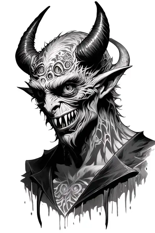 A Demon With Many Eyes On His Face