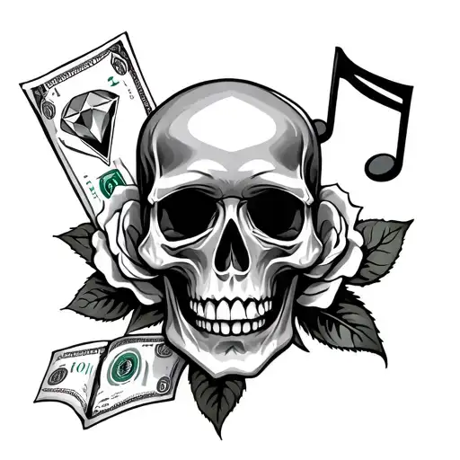 Music Notes Diamond's Roses Money Skulls