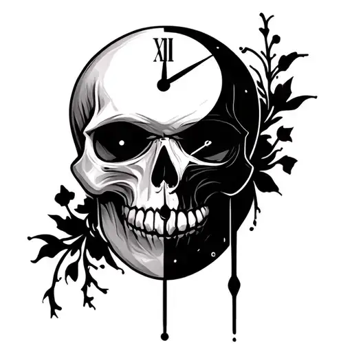 A Skull Clock That's A Yin And Yang