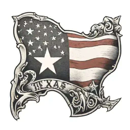 Texas And American Flag
