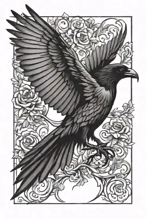 Raven Landing Open Wings