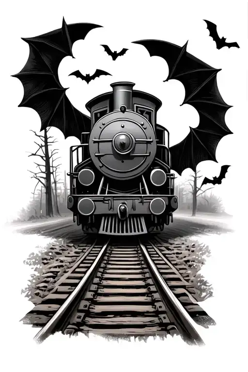 Train Tracks With Bats In The Background