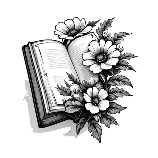 Book And Flowers Growing