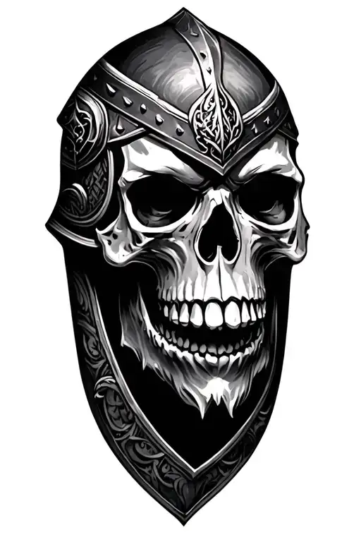 Skulls Vikings Warrior Black Grey Tattoo Depicting