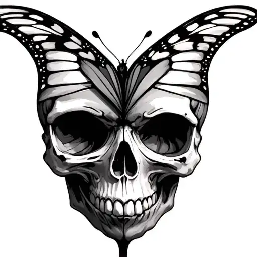 Half Skull Half Butterfly