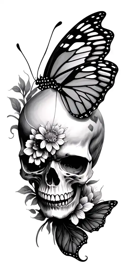 Half Skull Half Butterfly That Goes From Small To Large