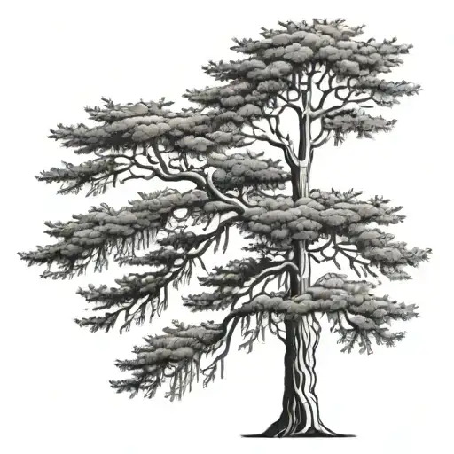 Narrow Tall Cypress Tree Tattoo Outline