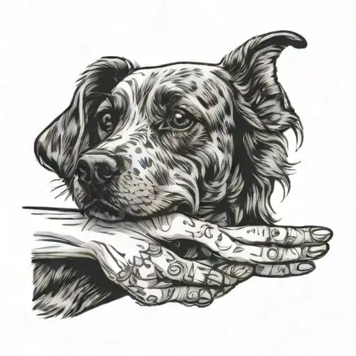 Doodle Dog Touching Human Hand Holding