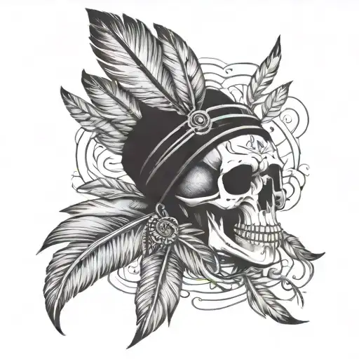 Dream Chatcher With Feathers And A Skull