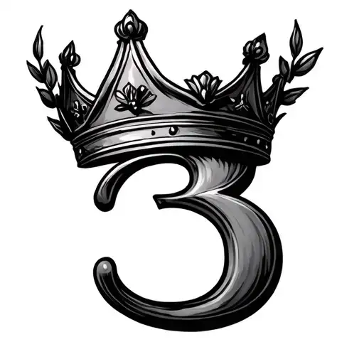 Laurel Crown With A Number 3 In Roman