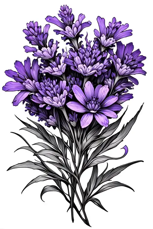 Lavender Flowers With Mystical Lines Forming