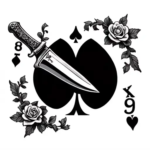 Forearm Ace Of Spades And Knife With Rose Vines
