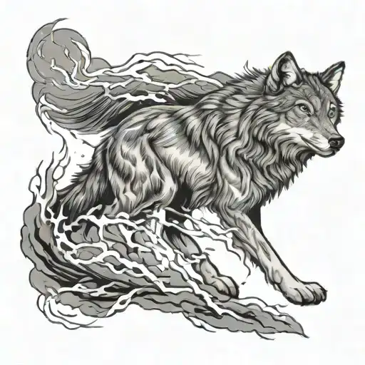 Wolf And Lightning Storm