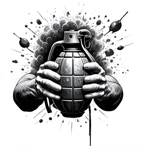 Guy Holding Grenade While His Head Explodes