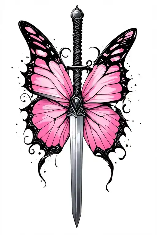 Pink Butterfly With A Sword Through It