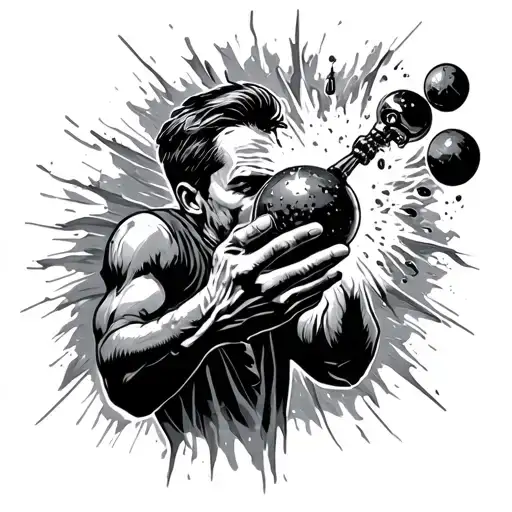 Guy Holding Bomb In His Hand While His Head Explodes