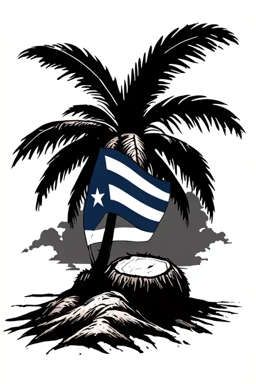 Coconut Tree With Puerto Rican Flag Incorporated Representing