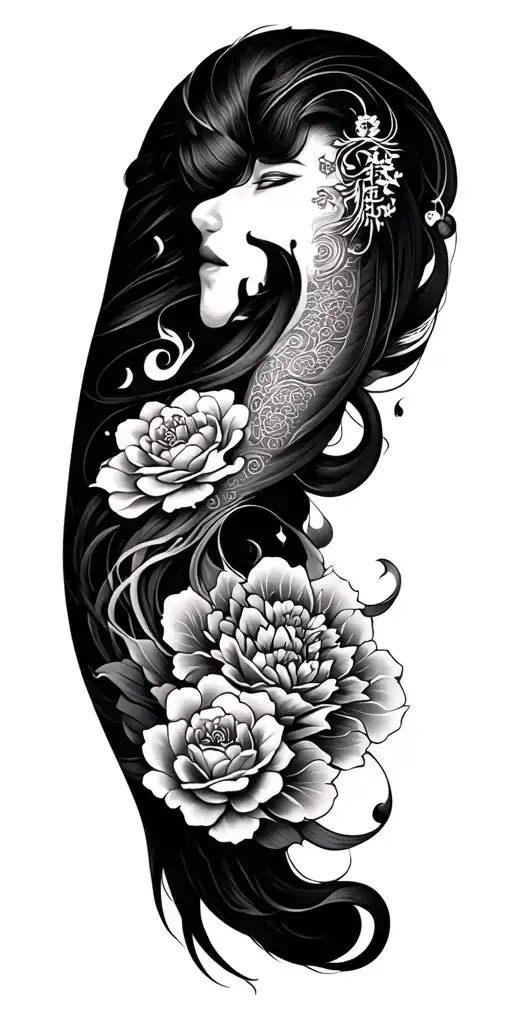 Full Chinese Sleeve Tattoo Design