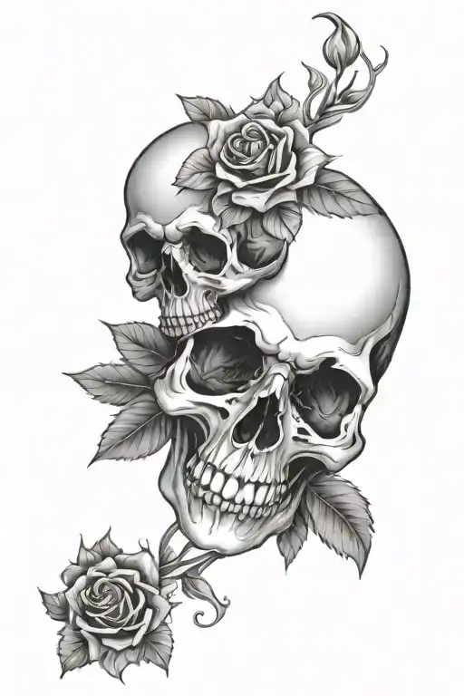 Skull And Roses Intertwined