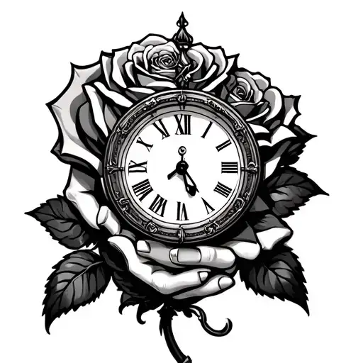Roses Woman Bars Clock Hands