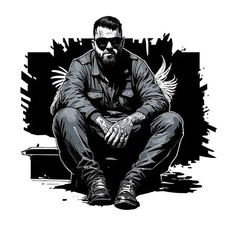 Acab Man Sitting With Gans