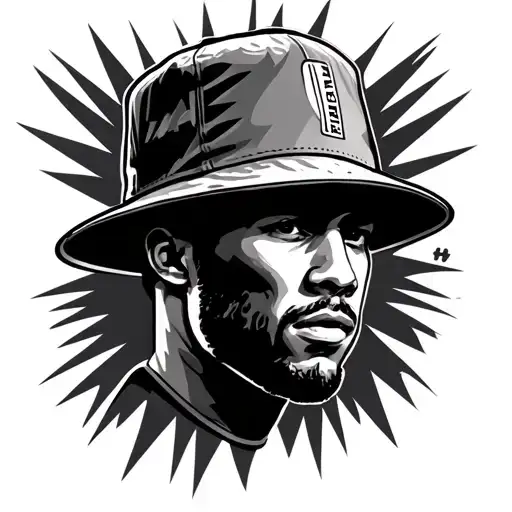 Football Fan With Flare And Buckethat On His Head