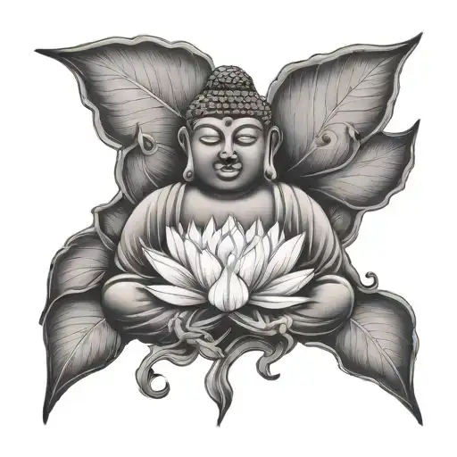 Budda With Lotus Flower