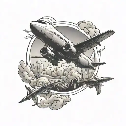 Airplane Flying Over A World