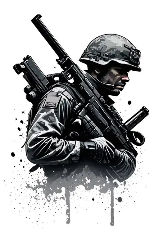 Silhouette Of A Soldier Holding A Gun