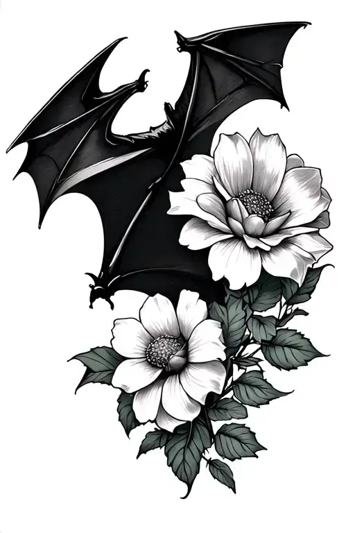 Bat With A Tatt Flower On The Shoulder