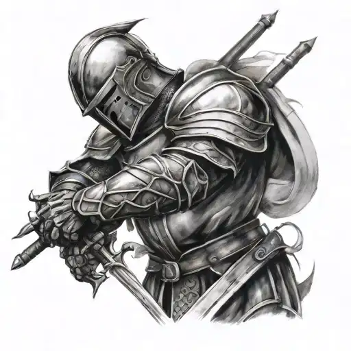 Knight Resting Arm's On Sword