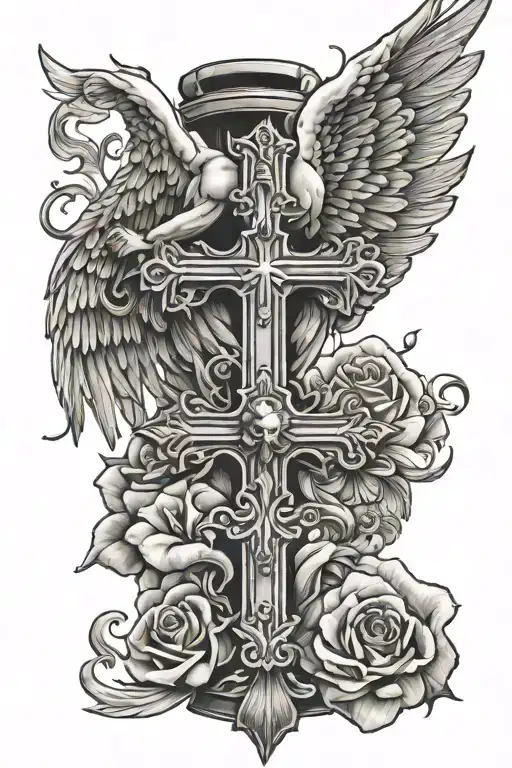 Gangsta Cross With Angel Wings Rip Tristan 11 04 92 9 04 24