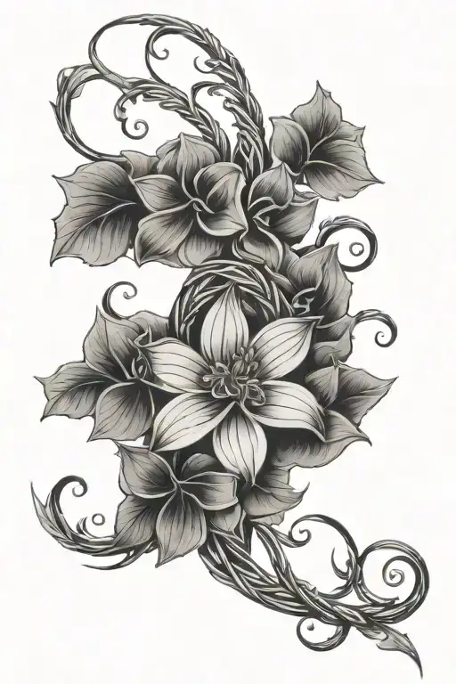 Long Vine Flower Intertwined