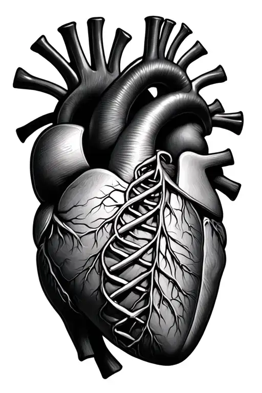 Anatomical Heart With Dna Strand