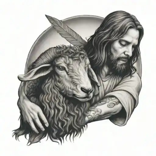 Jesus Holding Black Sheep