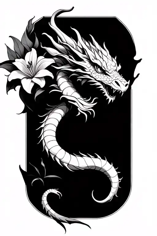 Dragon With Lily Flower