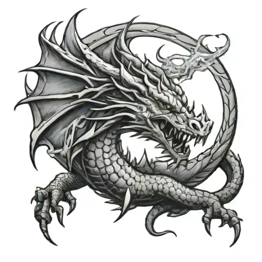 Medieval Dragon Breathing Fire