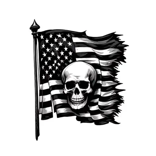 Tattered American Flag With Skull