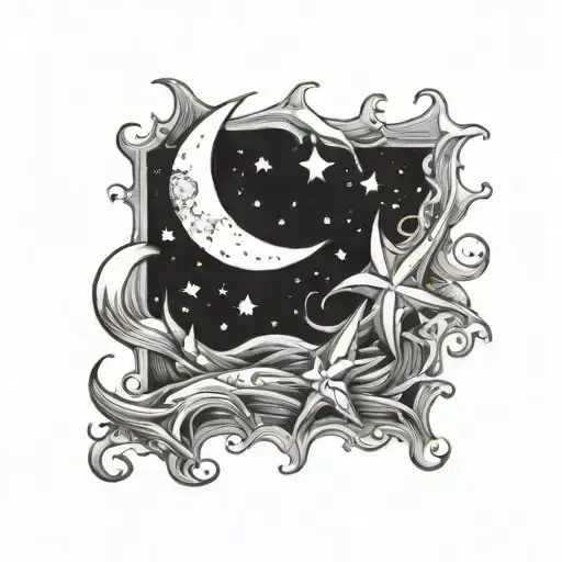 Ocean And Moon And Stars