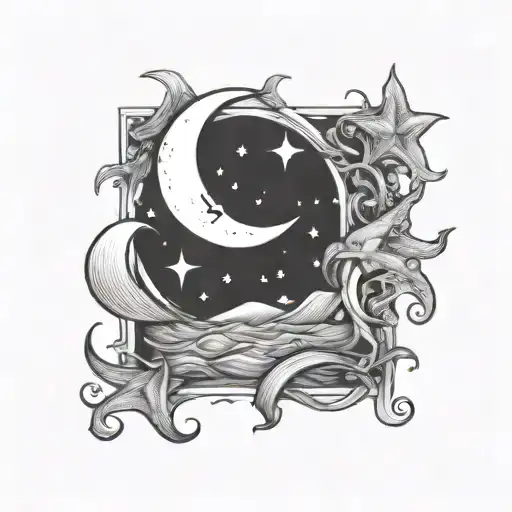 Ocean And Moon And Stars