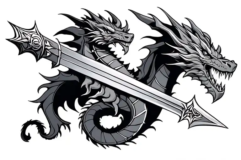 Medieval Spear With Dragon