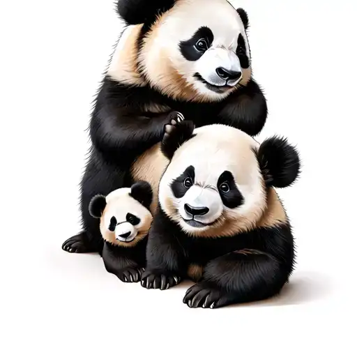 Panda Family 3 Pups And 1 Adoult