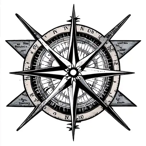 Nautical Chart Compass Rose Intertwined