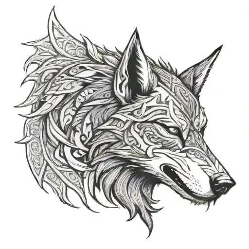 Fenrir Viking Norse Wolf Head Side Profile