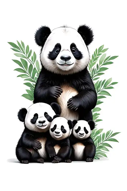 Panda Family Of 3 Small And 1 Big