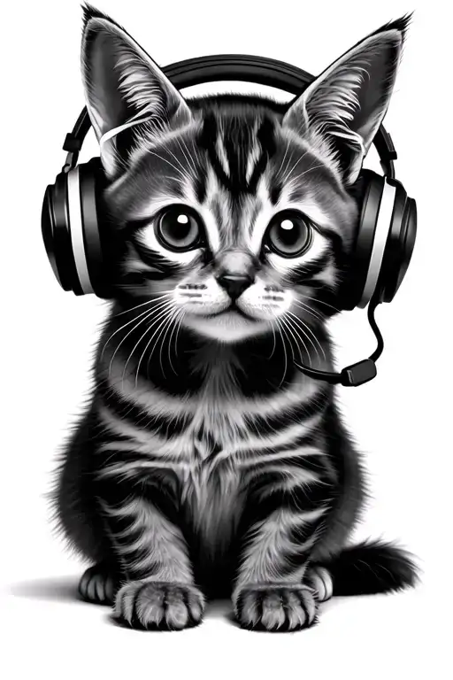 A Kitten Wearing Headphones